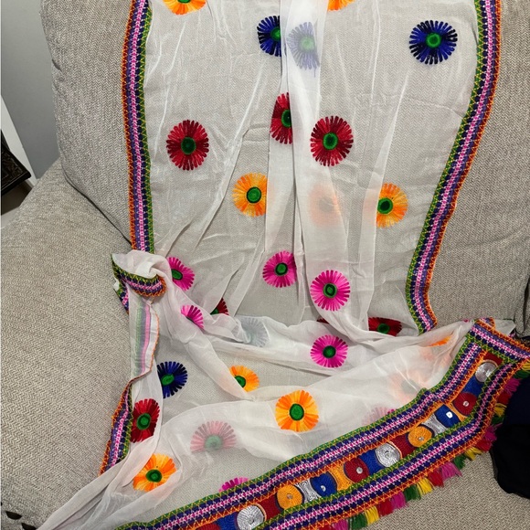 Colorful Embroidered Scarf - Picture 2 of 2